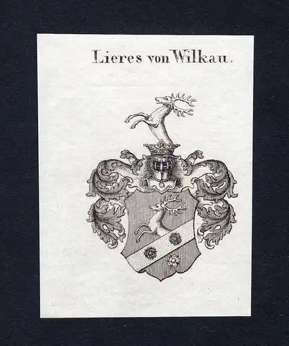 "Lieres von Wilkau" - Wilkau Wappen Adel coat of arms heraldry Heraldik Kupferstich engraving