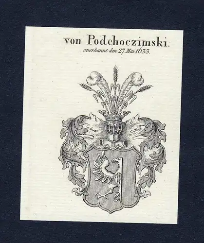 Von Podchoczimski - Podchoczimski Wappen Adel coat of arms Kupferstich  heraldry Heraldik