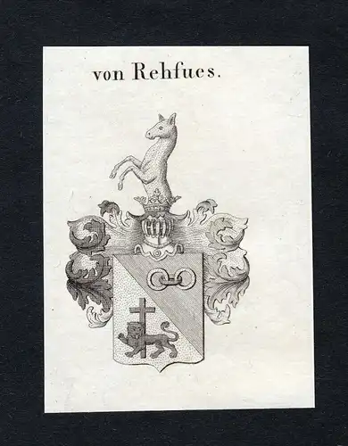Von Rehfues - Rehfues Wappen Adel coat of arms Kupferstich  heraldry Heraldik