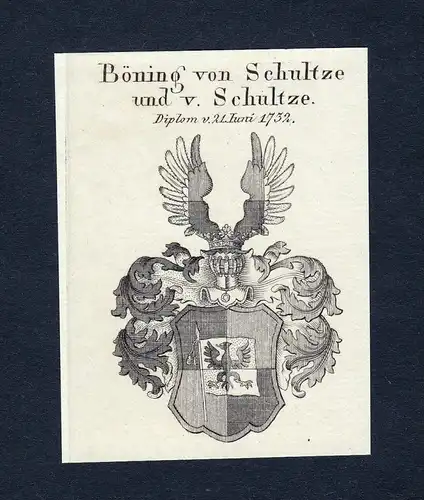 Böning von Schultze und v. Schultze - Böning Boening von Schultze und von Schultze Wappen Adel coat of arms