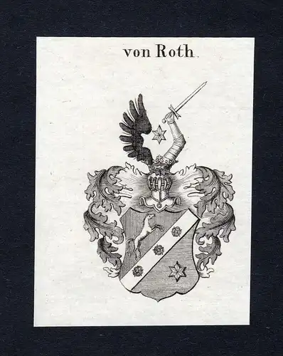 Von Roth - Roth Wappen Adel coat of arms Kupferstich  heraldry Heraldik