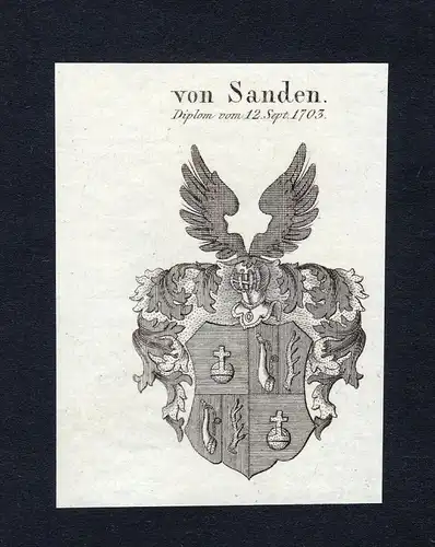 Von Sanden - Sanden Wappen Adel coat of arms Kupferstich  heraldry Heraldik