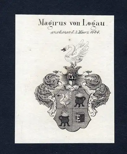 Magirus von Logau - Magirus von Logau Wappen Adel coat of arms Kupferstich  heraldry Heraldik