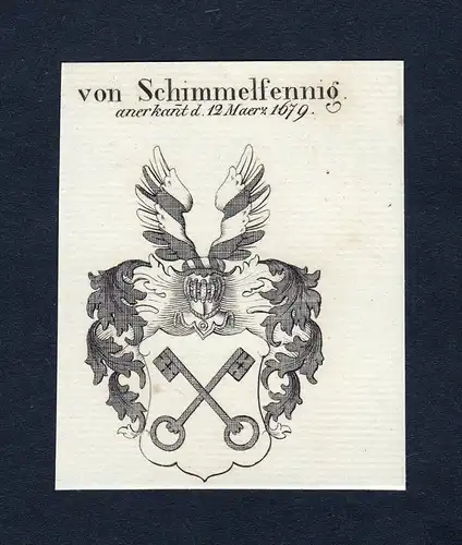Von Schimmelfennig - Schimmelfennig Wappen Adel coat of arms Kupferstich  heraldry Heraldik