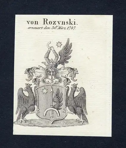 Von Rozynski - Rozynski Wappen Adel coat of arms Kupferstich  heraldry Heraldik