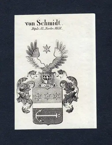 Von Schmidt - Schmidt Wappen Adel coat of arms Kupferstich  heraldry Heraldik