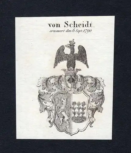 Von Scheidt - Scheidt Wappen Adel coat of arms Kupferstich  heraldry Heraldik