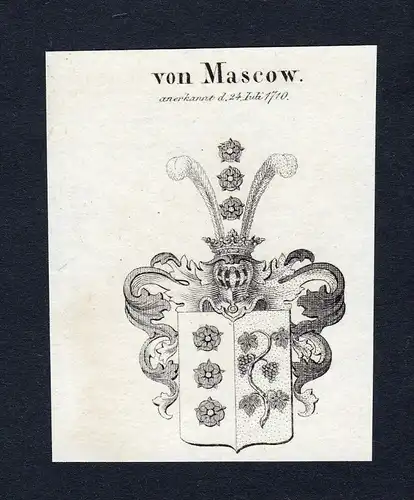 Von Mascow - Mascow Wappen Adel coat of arms Kupferstich  heraldry Heraldik