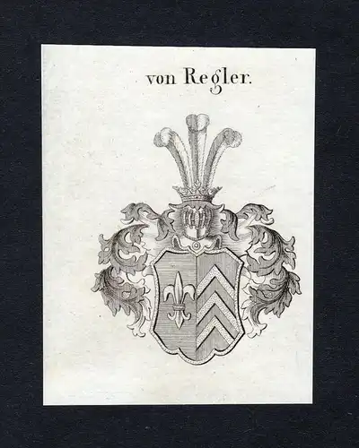 "Von Regler" - Regler Wappen Adel coat of arms Kupferstich antique print heraldry Heraldik