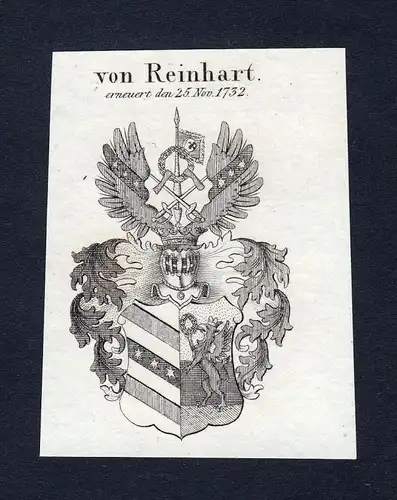 "Von Reinhart" - Reinhart Reinhard Wappen Adel coat of arms Kupferstich antique print heraldry Heraldik