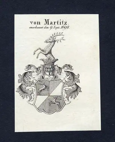 Von Martitz - Martitz Wappen Adel coat of arms Kupferstich  heraldry Heraldik