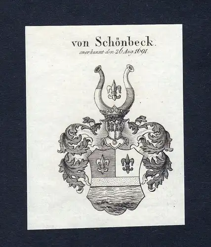 Von Schönbeck - Schönebeck Schönbeck Schoenebeck Schoenbeck Wappen Adel coat of arms Kupferstich  heraldry