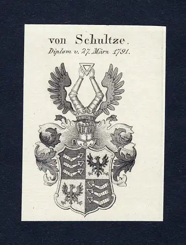 Von Schultze - Schultze Wappen Adel coat of arms Kupferstich  heraldry Heraldik