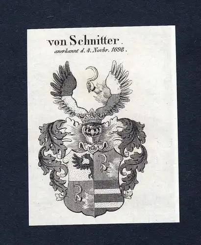 Von Schnitter - Schnitter Wappen Adel coat of arms Kupferstich  heraldry Heraldik