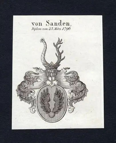 Von Sanden - Sanden Wappen Adel coat of arms Kupferstich  heraldry Heraldik
