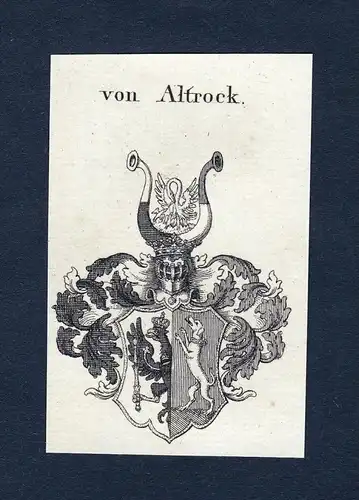 Von Altrock - Altrock Wappen Adel coat of arms Kupferstich  heraldry Heraldik