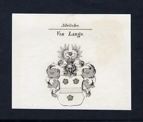 Von Lange - Lange Wappen Adel coat of arms Kupferstich  heraldry Heraldik