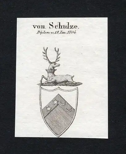 Von Schulze - Schulze Wappen Adel coat of arms Kupferstich  heraldry Heraldik