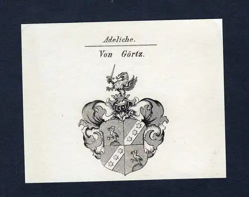 Von Görtz - Görtz Goertz Wappen Adel coat of arms Kupferstich  heraldry Heraldik