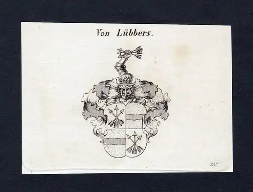 Von Lübbers - Lübbers Luebbers Wappen Adel coat of arms Kupferstich  heraldry Heraldik