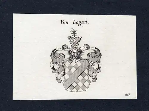 Von Logau - Logau Logaw Logus Logowsky Wappen Adel coat of arms Kupferstich  heraldry Heraldik