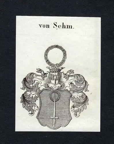 Von Sehm - Sehm Wappen Adel coat of arms Kupferstich  heraldry Heraldik