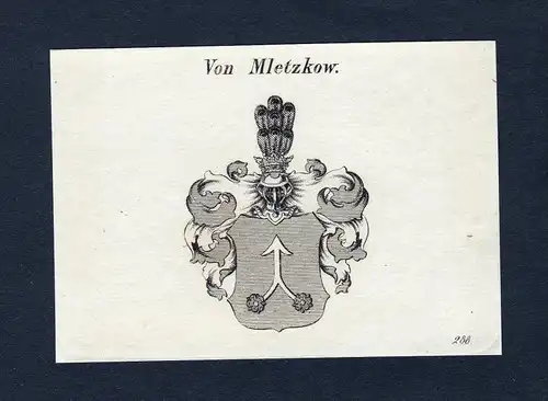 Von Mletzkow - Mletzkow Wappen Adel coat of arms Kupferstich  heraldry Heraldik