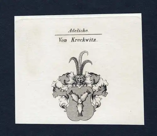 Von Kreckwitz - Kreckwitz Wappen Adel coat of arms Kupferstich  heraldry Heraldik