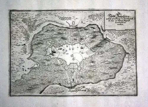 Die Stadt Ratzebürg, welche vom König in Dänemarck, Ao. 1693 im Monat Augusti bombardiret worden - Ratzebur