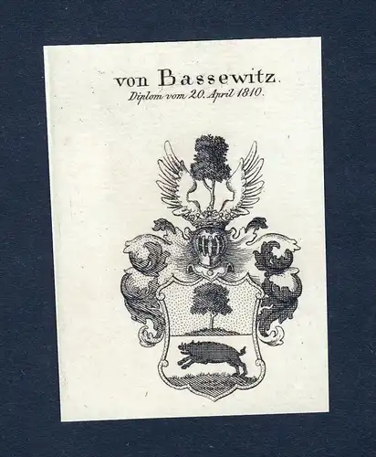 Von Bassewitz - Bassewitz Wappen Adel coat of arms Kupferstich  heraldry Heraldik