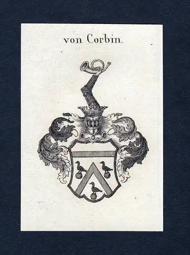 Von Corbin - Corbin Wappen Adel coat of arms Kupferstich  heraldry Heraldik