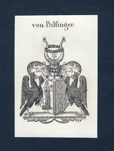 Von Bilfinger - Bilfinger Wappen Adel coat of arms Kupferstich  heraldry Heraldik