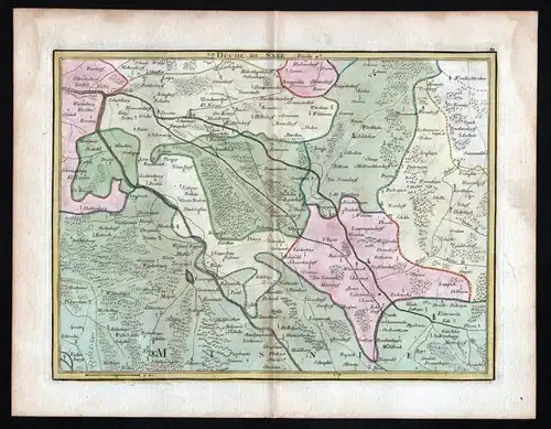 Duche de Saxe Feuille 4 - Annaburg Werda Döbern Karte map Kupferstich