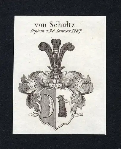Von Schultz - Schultz Wappen Adel coat of arms Kupferstich  heraldry Heraldik