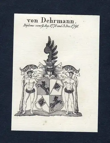Von Dehrmann - Dehrmann Wappen Adel coat of arms Kupferstich  heraldry Heraldik