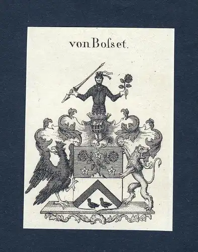 Von Bosset - Bosset Wappen Adel coat of arms Kupferstich  heraldry Heraldik