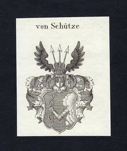 Von Schütze - Schütz Schuetz Schütz von Pansdorf Wappen Adel coat of arms Kupferstich  heraldry Heraldik