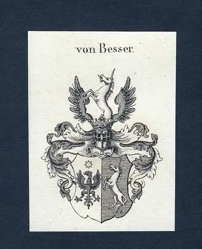Von Besser - Besser Wappen Adel coat of arms Kupferstich  heraldry Heraldik
