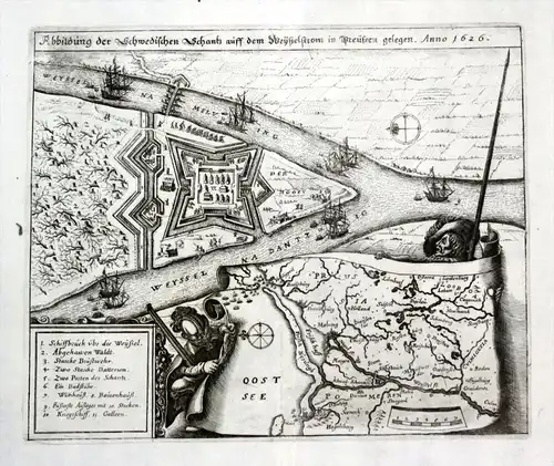 "Abbildung der Schwedischen Schantz auff dem Weijßelstrom in Preüssen gelegen. Anno 1626" -  Gdansk Polska Poland Polen