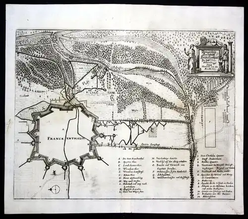 "Belägerung Der Statt Franckenthal Im Jahr 1621" - Frankenthal Belagerung Karte map Kupferstich antique print
