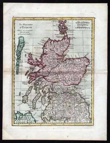 "Le Royaume d'Ecosse" - Scotland Schottland Great Britain Karte map Kupferstich antique print