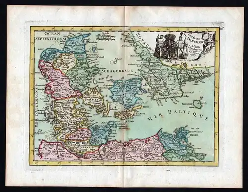 "Royaume de Danemarck" - Danmark Denmark Dänemark Kobenhavn Hamburg Schwerin Karte map Kupferstich antique print