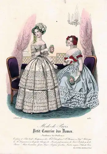 1846 Biedermeier Mode Kupferstich victorian fashion antique print etching  62270