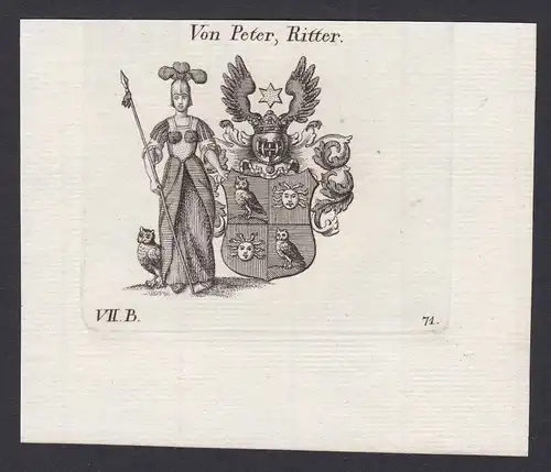 Von Peter, Ritter - Peter Ritter Wappen Adel coat of arms heraldry Heraldik Kupferstich antique print