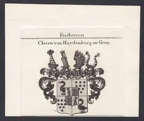 Freiherren Closen von Haydenburg zu Gern - Closen Bayern Rheinland Wappen Adel coat of arms heraldry Heraldik
