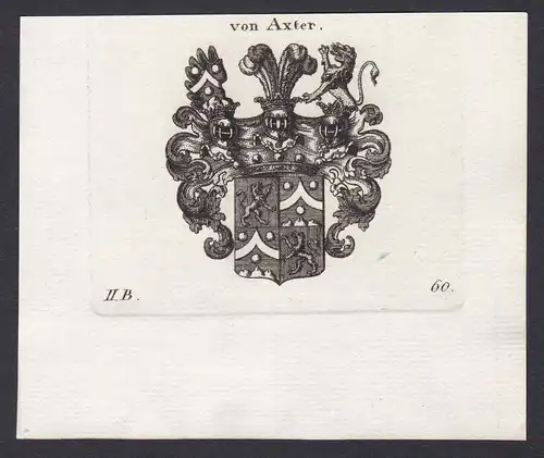 von Axter - Axter Wappen Adel coat of arms heraldry Heraldik Kupferstich antique print