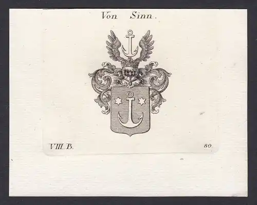 Von Sinn - Sinn Wappen Adel coat of arms heraldry Heraldik Kupferstich antique print