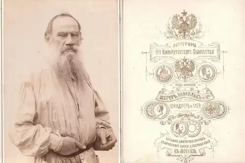 Leo Tolstoy (1828-1910) - Lew Nikolajewitsch Tolstoi Schriftsteller writer ecrivain Portrait Kabinett-Foto cab