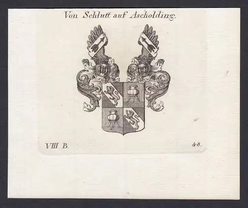 Von Schlutt auf Ascholding - Schlutt Ascholding Bayern Wappen Adel coat of arms heraldry Heraldik Kupferstich