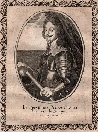 Le Sernissime Prince Thomas Francois de Sauoye - Thomas Franz von Savoyen incisione gravure Portrait Kupfersti